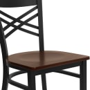 Flash Furniture XU-6FOBXBK-MAHW-GG Restaurant Chair w/ Metal Cross Back & Mahogany Wood Seat - Steel Frame, Black thumbnail 7
