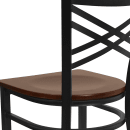 Flash Furniture XU-6FOBXBK-MAHW-GG Restaurant Chair w/ Metal Cross Back & Mahogany Wood Seat - Steel Frame, Black thumbnail 8