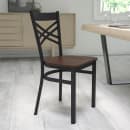 Flash Furniture XU-6FOBXBK-MAHW-GG Restaurant Chair w/ Metal Cross Back & Mahogany Wood Seat - Steel Frame, Black thumbnail 9