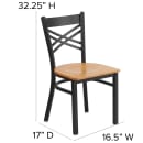 Flash Furniture XU-6FOBXBK-NATW-GG Restaurant Chair w/ Metal Cross Back & Natural Wood Seat - Steel Frame, Black thumbnail 2