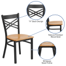 Flash Furniture XU-6FOBXBK-NATW-GG Restaurant Chair w/ Metal Cross Back & Natural Wood Seat - Steel Frame, Black thumbnail 3