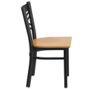 Flash Furniture XU-6FOBXBK-NATW-GG Restaurant Chair w/ Metal Cross Back & Natural Wood Seat - Steel Frame, Black thumbnail 4