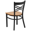 Flash Furniture XU-6FOBXBK-NATW-GG Restaurant Chair w/ Metal Cross Back & Natural Wood Seat - Steel Frame, Black thumbnail 5