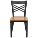 Flash Furniture XU-6FOBXBK-NATW-GG Restaurant Chair w/ Metal Cross Back & Natural Wood Seat - Steel Frame, Black thumbnail 6