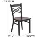 Flash Furniture XU-6FOBXBK-WALW-GG Restaurant Chair w/ Metal Cross Back & Walnut Wood Seat - Steel Frame, Black thumbnail 2