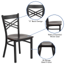 Flash Furniture XU-6FOBXBK-WALW-GG Restaurant Chair w/ Metal Cross Back & Walnut Wood Seat - Steel Frame, Black thumbnail 3
