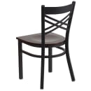 Flash Furniture XU-6FOBXBK-WALW-GG Restaurant Chair w/ Metal Cross Back & Walnut Wood Seat - Steel Frame, Black thumbnail 6