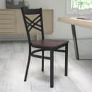 Flash Furniture XU-6FOBXBK-WALW-GG Restaurant Chair w/ Metal Cross Back & Walnut Wood Seat - Steel Frame, Black thumbnail 9