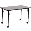 Flash Furniture XU-A2448-REC-GY-H-A-CAS-GG Rectangular Mobile Activity Table - 48"L x 24"W, Laminate Top, Gray thumbnail 2