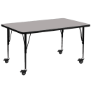 Flash Furniture XU-A2448-REC-GY-H-P-CAS-GG Rectangular Mobile Activity Table - 48"L x 24"W, Laminate Top, Gray thumbnail 2