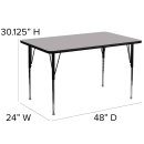 Flash Furniture XU-A2448-REC-GY-T-A-GG Rectangular Activity Table - 48"L x 24"W, Laminate Top, Gray thumbnail 2