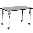 Flash Furniture XU-A2448-REC-GY-T-A-CAS-GG Rectangular Mobile Activity Table - 48"L x 24"W, Laminate Top, Gray thumbnail 2