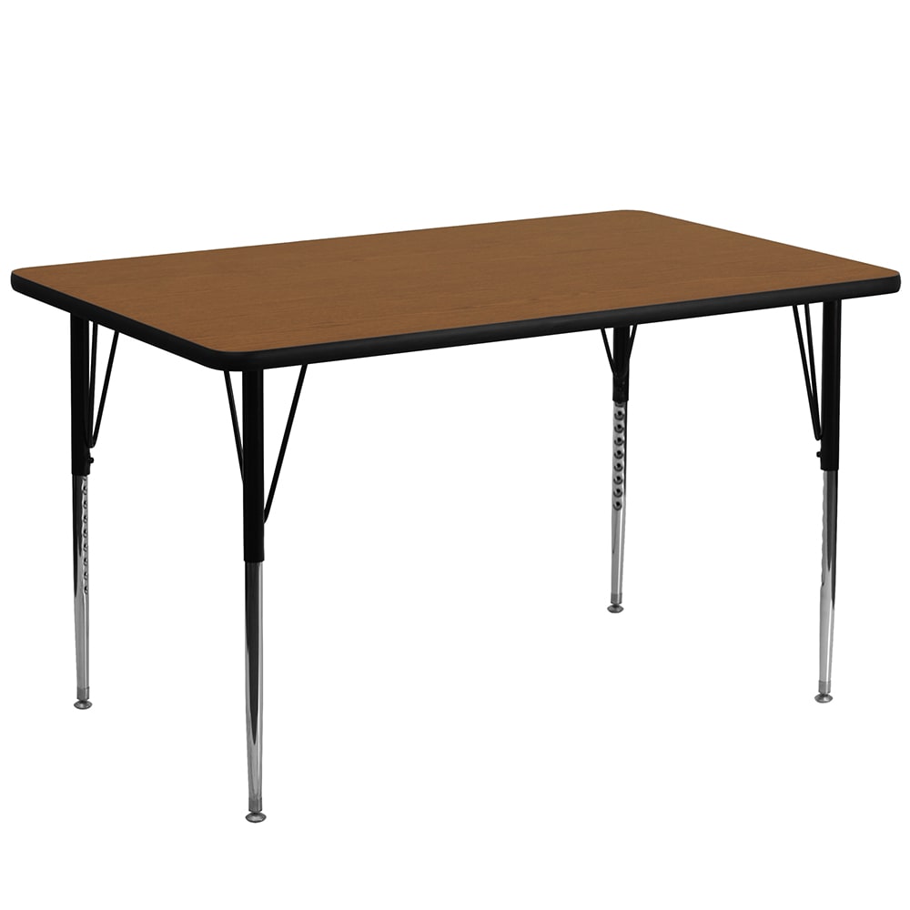 Flash Furniture XU-A2448-REC-OAK-H-A-GG Rectangular Activity Table - 48"L x 24"W, Laminate Top, Oak