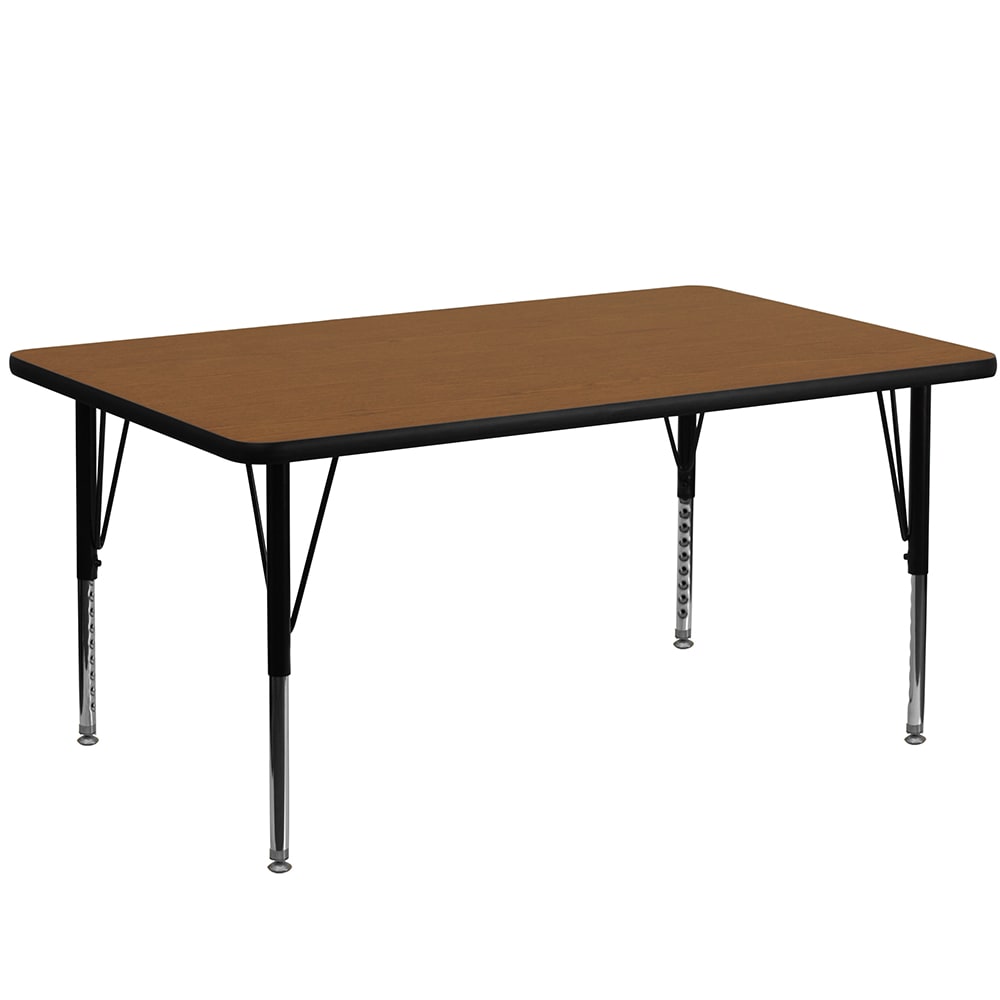 Flash Furniture XU-A2448-REC-OAK-H-P-GG Rectangular Activity Table - 48"L x 24"W, Laminate Top, Oak
