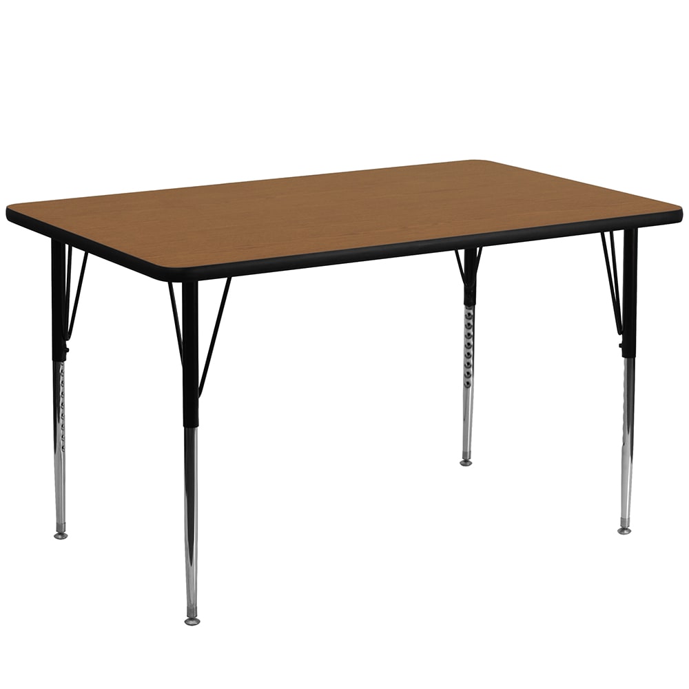 Flash Furniture XU-A2448-REC-OAK-T-A-GG Rectangular Activity Table - 48"L x 24"W, Laminate Top, Oak