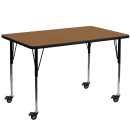 Flash Furniture XU-A2448-REC-OAK-T-A-CAS-GG Rectangular Mobile Activity Table - 48"L x 24"W, Laminate Top, Oak thumbnail 2