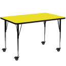 Flash Furniture XU-A2448-REC-YEL-H-A-CAS-GG Rectangular Mobile Activity Table - 48"L x 24"W, Laminate Top, Yellow thumbnail 2