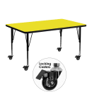 Flash Furniture XU-A2448-REC-YEL-H-P-CAS-GG Rectangular Mobile Activity Table - 48"L x 24"W, Laminate Top, Yellow thumbnail 3