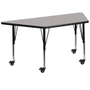 Flash Furniture XU-A2448-TRAP-GY-H-P-CAS-GG Trapezoid Mobile Activity Table - 46 1/4"L x 25 1/2"W, Laminate Top, Gray thumbnail 2