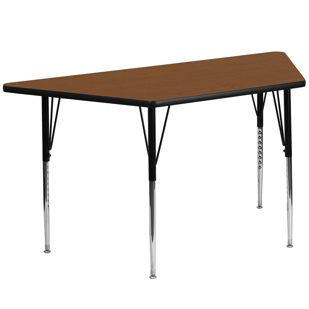 Flash Furniture XU-A2448-TRAP-OAK-H-A-GG Trapezoid Activity Table - 46 1/4"L x 25 1/2"W, Laminate Top, Oak