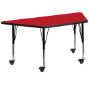 Flash Furniture XU-A2448-TRAP-RED-H-P-CAS-GG Trapezoid Mobile Activity Table - 46 1/4"L x 25 1/2"W, Laminate Top, Red thumbnail 2