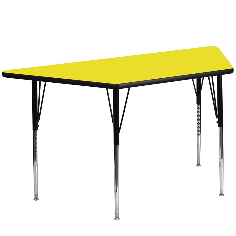 Flash Furniture XU-A2448-TRAP-YEL-H-A-GG Trapezoid Activity Table - 46 1/4"L x 25 1/2"W, Laminate Top, Yellow