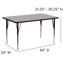 Flash Furniture XU-A2460-REC-GY-H-A-GG Rectangular Activity Table - 60"L x 24"W, Laminate Top, Gray thumbnail 2