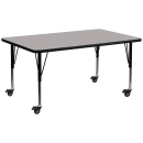 Flash Furniture XU-A2460-REC-GY-H-P-CAS-GG Rectangular Mobile Activity Table - 60"L x 24"W, Laminate Top, Gray thumbnail 2