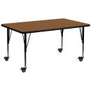 Flash Furniture XU-A2460-REC-OAK-H-P-CAS-GG Rectangular Mobile Activity Table - 60"L x 24"W, Laminate Top, Oak thumbnail 2
