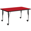 Flash Furniture XU-A2460-REC-RED-H-P-CAS-GG Rectangular Mobile Activity Table - 60"L x 24"W, Laminate Top, Red thumbnail 2