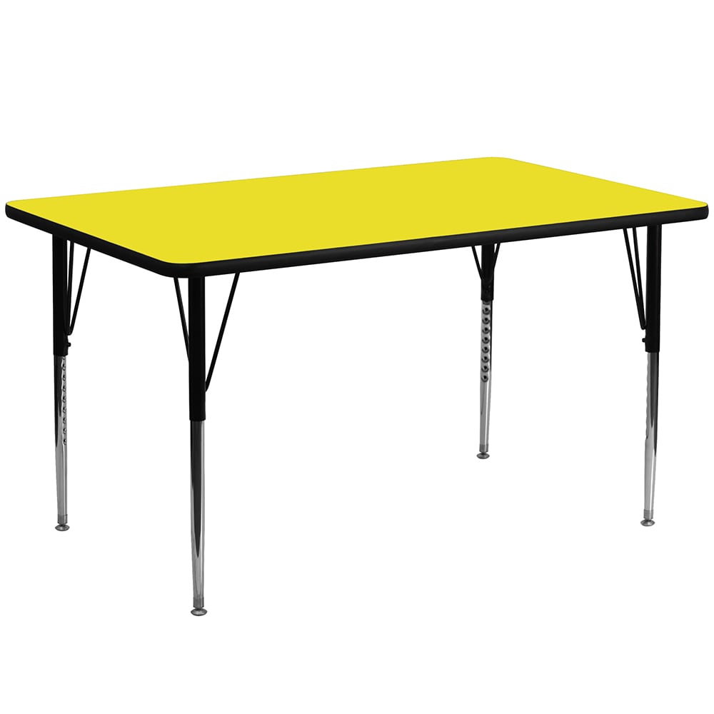 Flash Furniture XU-A2460-REC-YEL-H-A-GG Rectangular Activity Table - 60"L x 24"W, Laminate Top, Yellow