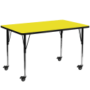 Flash Furniture XU-A2460-REC-YEL-H-A-CAS-GG Rectangular Mobile Activity Table - 60"L x 24"W, Laminate Top, Yellow thumbnail 2