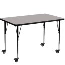 Flash Furniture XU-A3048-REC-GY-H-A-CAS-GG Rectangular Mobile Activity Table - 48"L x 30"W, Laminate Top, Gray thumbnail 2