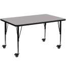 Flash Furniture XU-A3048-REC-GY-H-P-CAS-GG Rectangular Mobile Activity Table - 48"L x 30"W, Laminate Top, Gray thumbnail 2