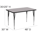 Flash Furniture XU-A3048-REC-GY-T-A-GG Rectangular Activity Table - 48"L x 30"W, Laminate Top, Gray thumbnail 2