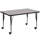 Flash Furniture XU-A3048-REC-GY-T-P-CAS-GG Rectangular Mobile Activity Table - 48"L x 30"W, Laminate Top, Gray thumbnail 2