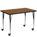 Flash Furniture XU-A3048-REC-OAK-H-A-CAS-GG Rectangular Mobile Activity Table - 48"L x 30"W, Laminate Top, Oak thumbnail 2