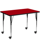 Flash Furniture XU-A3048-REC-RED-T-A-CAS-GG Rectangular Mobile Activity Table - 48"L x 30"W, Laminate Top, Red thumbnail 2