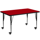 Flash Furniture XU-A3048-REC-RED-T-P-CAS-GG Rectangular Mobile Activity Table - 48"L x 30"W, Laminate Top, Red thumbnail 2