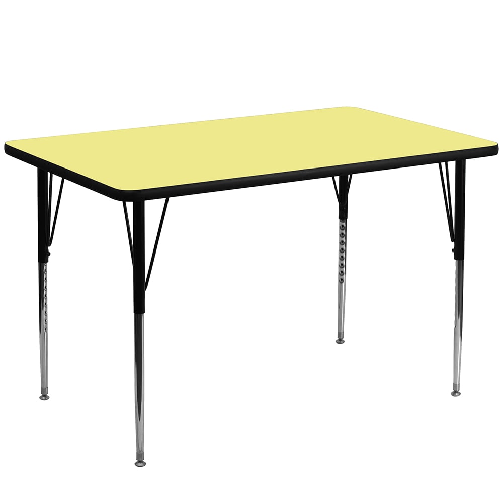 Flash Furniture XU-A3048-REC-YEL-T-A-GG Rectangular Activity Table - 48"L x 30"W, Laminate Top, Yellow