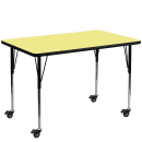 Flash Furniture XU-A3048-REC-YEL-T-A-CAS-GG Rectangular Mobile Activity Table - 48"L x 30"W, Laminate Top, Yellow thumbnail 2