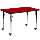 Flash Furniture XU-A3060-REC-RED-T-A-CAS-GG Rectangular Mobile Activity Table - 60"L x 30"W, Laminate Top, Red thumbnail 2
