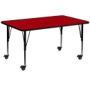 Flash Furniture XU-A3060-REC-RED-T-P-CAS-GG Rectangular Mobile Activity Table - 60"L x 30"W, Laminate Top, Red thumbnail 2
