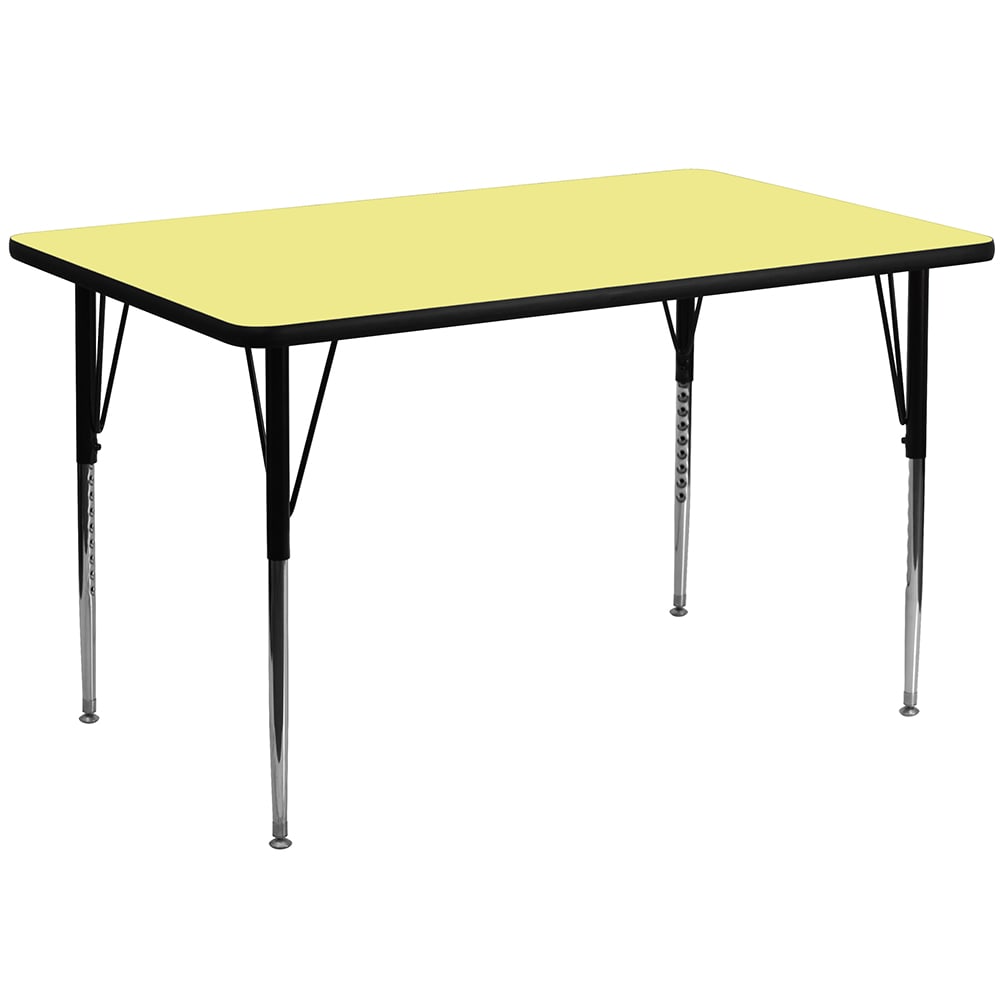 Flash Furniture XU-A3060-REC-YEL-T-A-GG Rectangular Activity Table - 60"L x 30"W, Laminate Top, Yellow