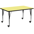 Flash Furniture XU-A3060-REC-YEL-T-P-CAS-GG Rectangular Mobile Activity Table - 60"L x 30"W, Laminate Top, Yellow thumbnail 2