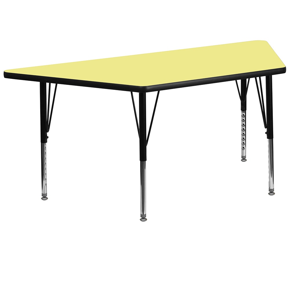 Flash Furniture XU-A3060-TRAP-YEL-T-P-GG Trapezoid Activity Table - 57 1/2"L x 26 1/4"W, Laminate Top, Yellow