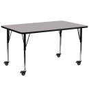Flash Furniture XU-A3072-REC-GY-H-A-CAS-GG Rectangular Mobile Activity Table - 72"L x 30"W, Laminate Top, Gray thumbnail 2