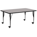 Flash Furniture XU-A3072-REC-GY-H-P-CAS-GG Rectangular Mobile Activity Table - 72"L x 30"W, Laminate Top, Gray thumbnail 2