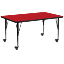 Flash Furniture XU-A3072-REC-RED-H-P-CAS-GG Rectangular Mobile Activity Table - 72"L x 30"W, Laminate Top, Red thumbnail 2
