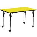 Flash Furniture XU-A3072-REC-YEL-H-A-CAS-GG Rectangular Mobile Activity Table - 72"L x 30"W, Laminate Top, Yellow thumbnail 2